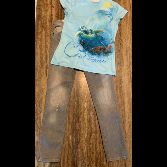 Distressed T-FIVE GREY DENIM JEANS SZ 11 - Picture 2 of 7